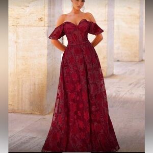 Elegant Burgundy Off-Shoulder Dress